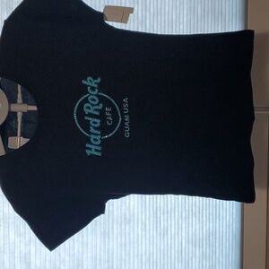 Hard Rock  Cafe Women Tshirt Size XL Black Teal blue sparkle NWT